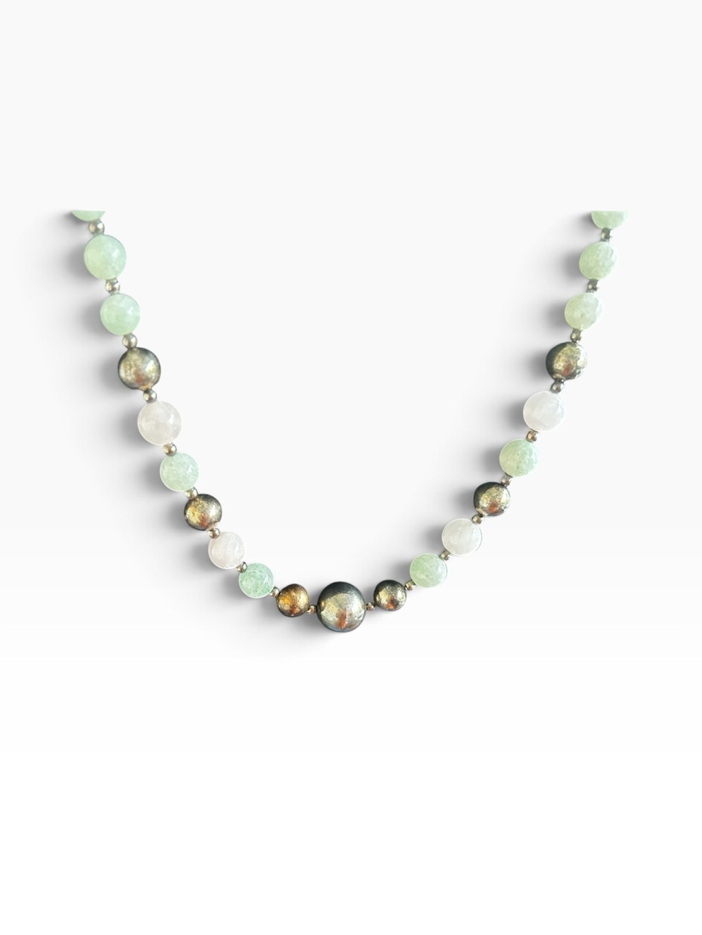 1950s Vintage Monica 15” Necklace with Semi-precious stones & Silver Beads